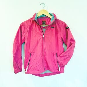 Napapijri Full Zip jacket Hidden Hood sz 10 Girls Pink Lightweight Jacket